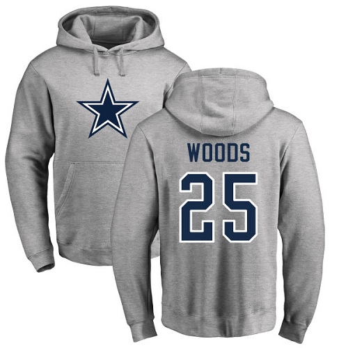 Men Dallas Cowboys Ash Xavier Woods Name and Number Logo 25 Pullover NFL Hoodie Sweatshirts